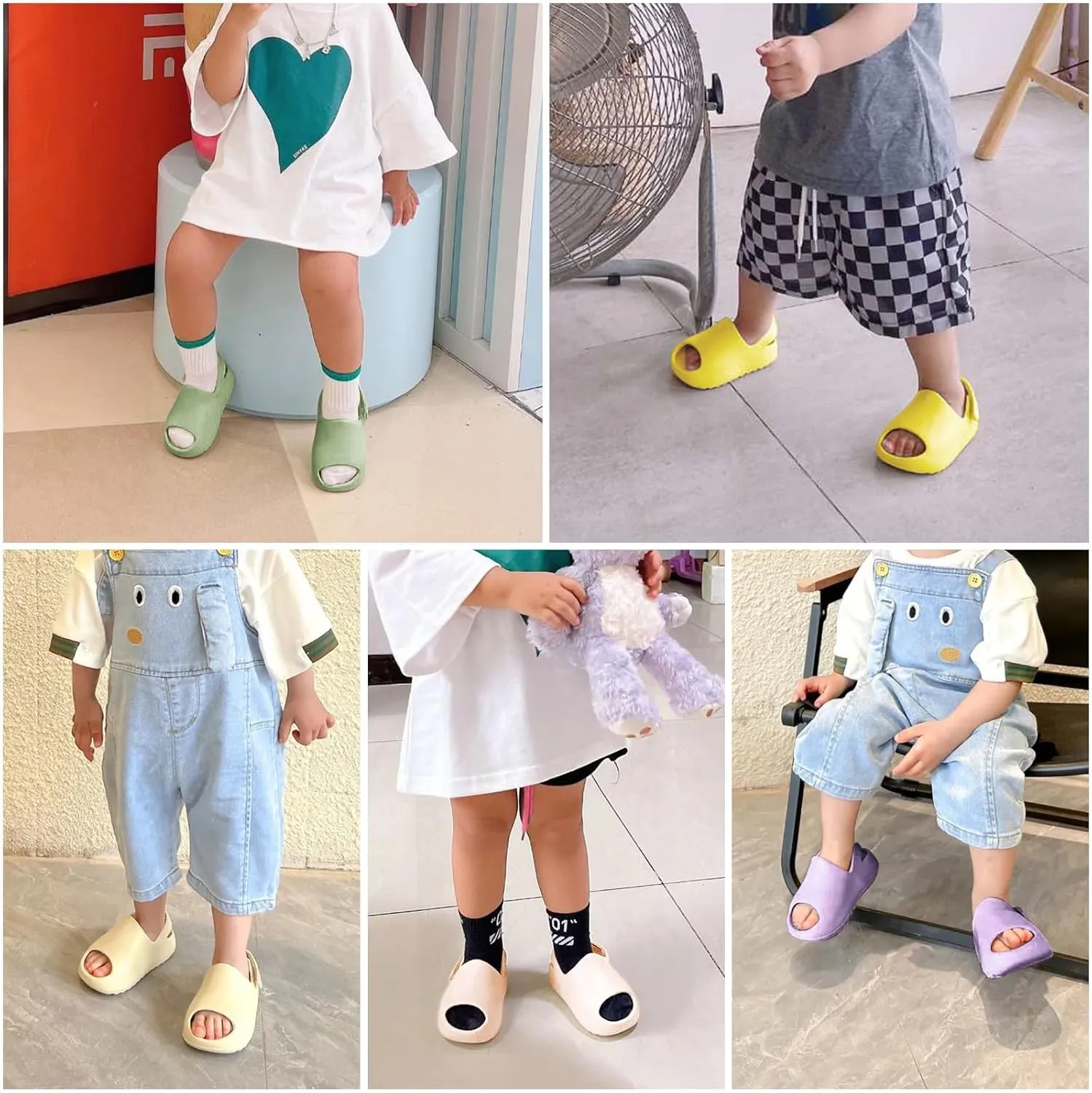 bolukets Toddler Little Kids Slides Sandals, Summer Slip On Lightweight Slippers for Boys and Girls, Beach Pool Anti-Slip Water Shoes Indoor Outdoor Sandals