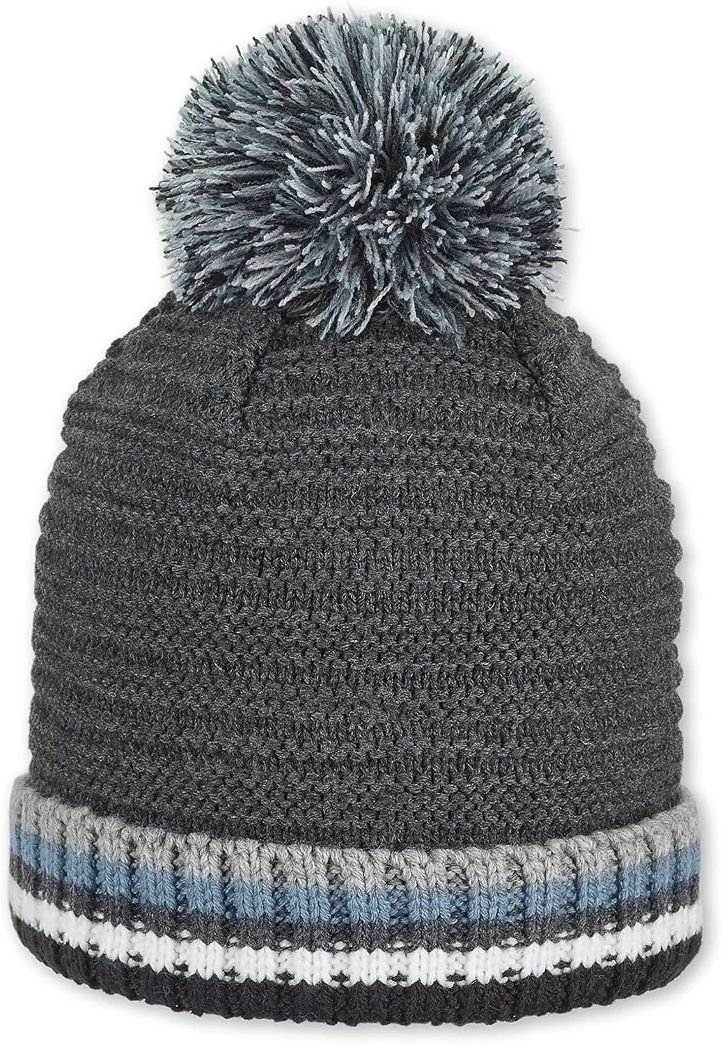 Bommelstrickmütze Umschlag, Unisex Children's Hat, Anthrazit Melange,, Anthracite Melange, 51
