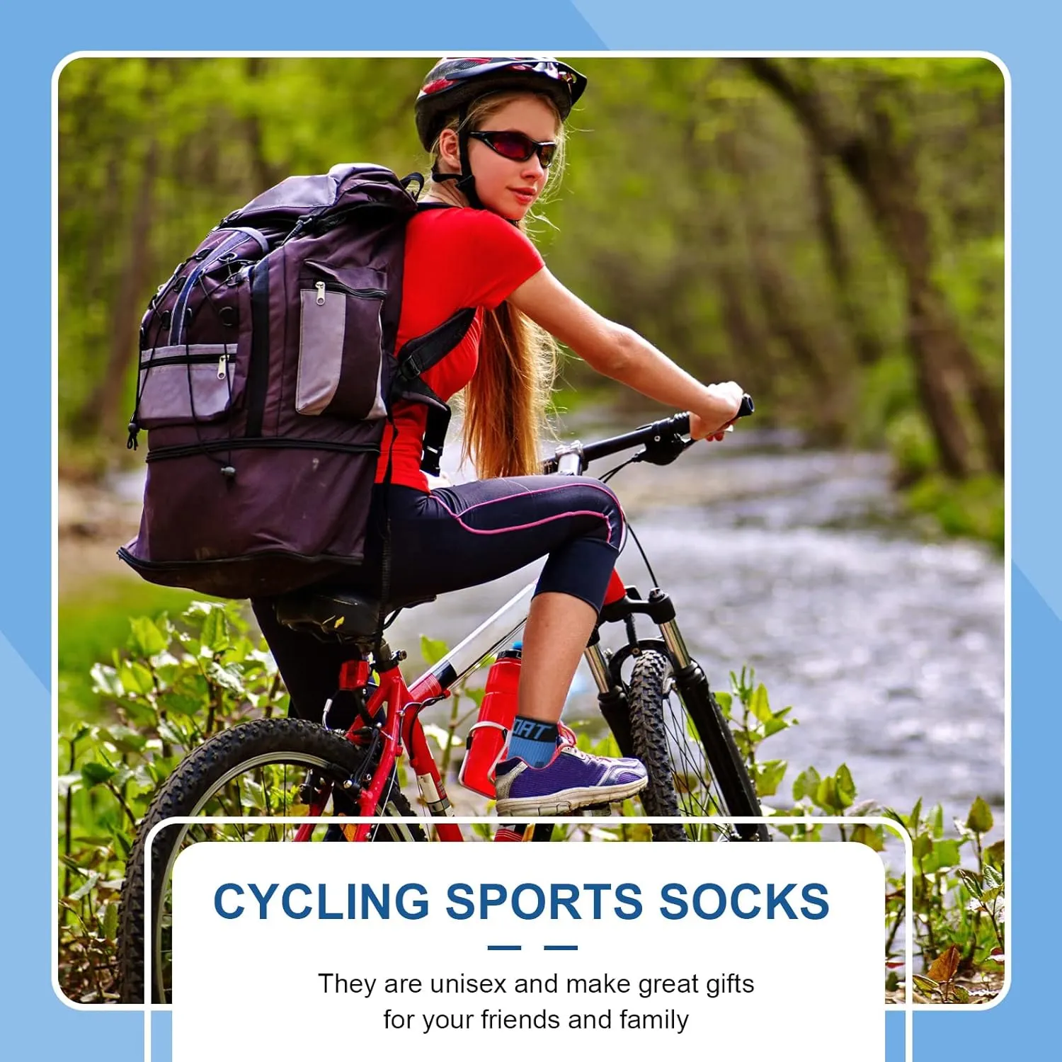 Bonuci 5 Pairs Mens Cycling Socks Sports Bike Socks Unisex Nylon Colorful Athletic Socks Breathable Cycling Gifts for Women