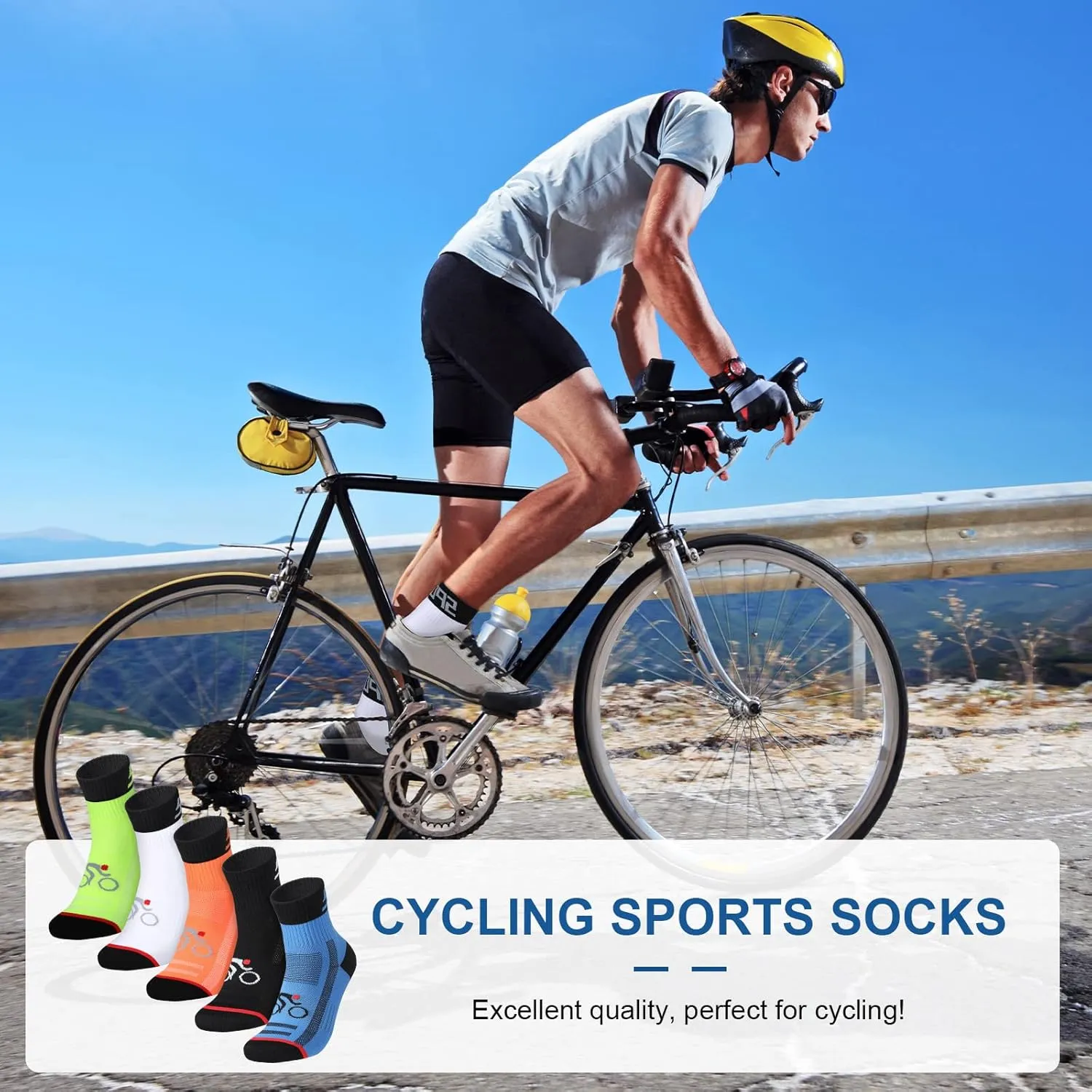 Bonuci 5 Pairs Mens Cycling Socks Sports Bike Socks Unisex Nylon Colorful Athletic Socks Breathable Cycling Gifts for Women