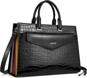 BOSTANTEN Briefcase for Women Laptop Tote 15.6 Inch Genuine Leather Handbag Work Bag Beige