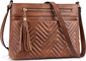 BOSTANTEN Crossbody Purses for Women Medium Shoulder Bag Quilted Handbags with Zipper Pocket
