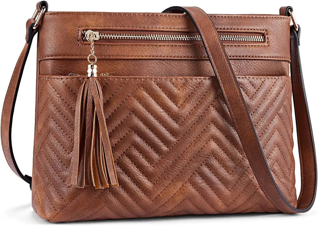 BOSTANTEN Crossbody Purses for Women Medium Shoulder Bag Quilted Handbags with Zipper Pocket