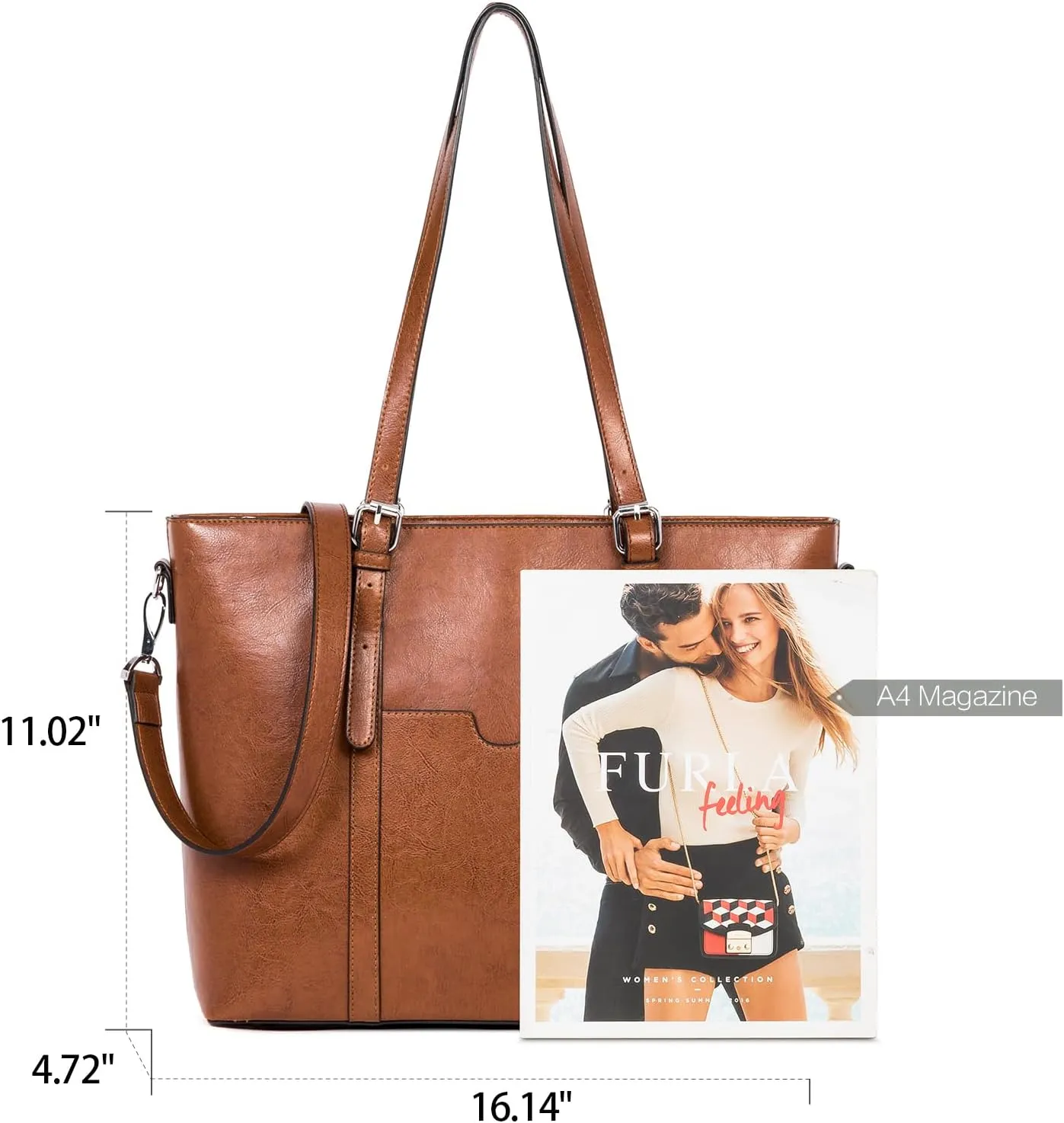 BOSTANTEN Womens Leather Laptop Tote Office Shoulder Handbag Vintage Briefcase 15.6 inch Computer Work Purse