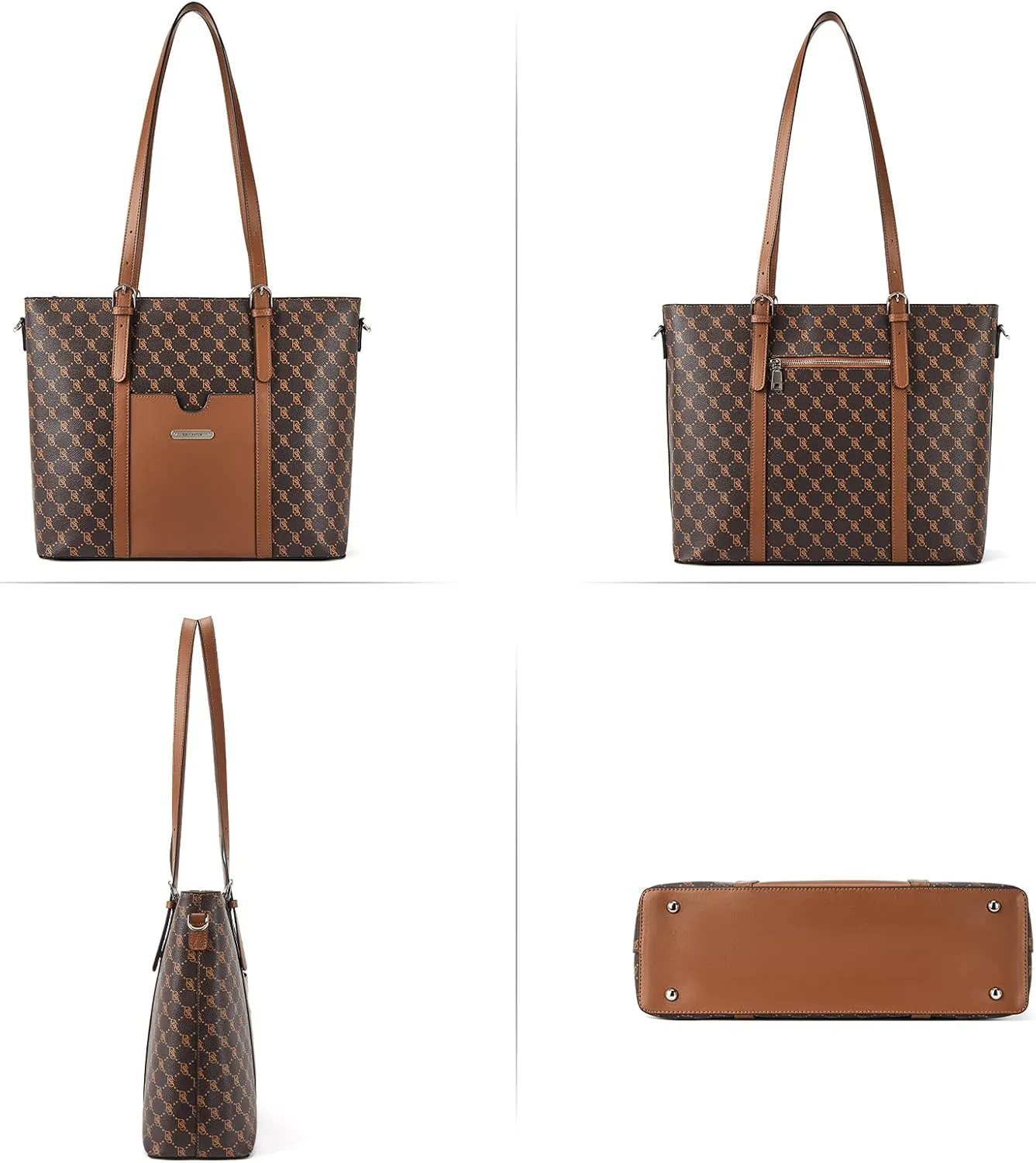 BOSTANTEN Womens Leather Laptop Tote Office Shoulder Handbag Vintage Briefcase 15.6 inch Computer Work Purse