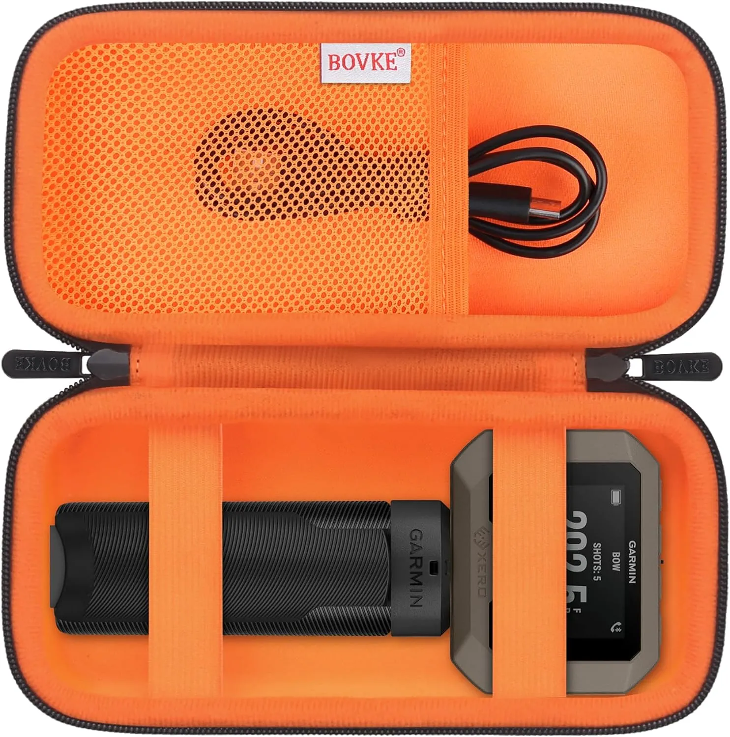 BOVKE Hard Storgae Case Fit for Garmin Xero C1 Pro Compact Chronograph for Range Shooting, Garmin Xero C1 Pro Chronograph Travel Bag with Mesh Pocket for Charging Cables Accessories, Black