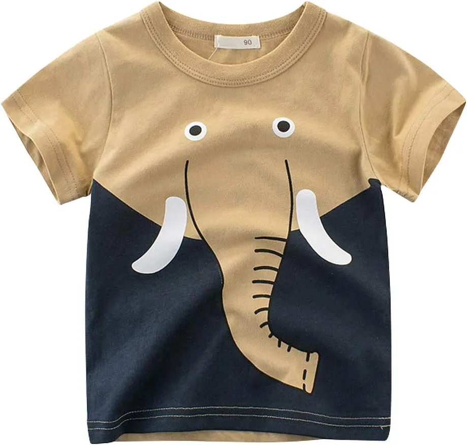 Boys' 4-Pack Excavator Short Sleeve Crewneck T-Shirts Top Tee Size 2-7 Years Toddler Boys' Value Pack Cotton T-Shirt