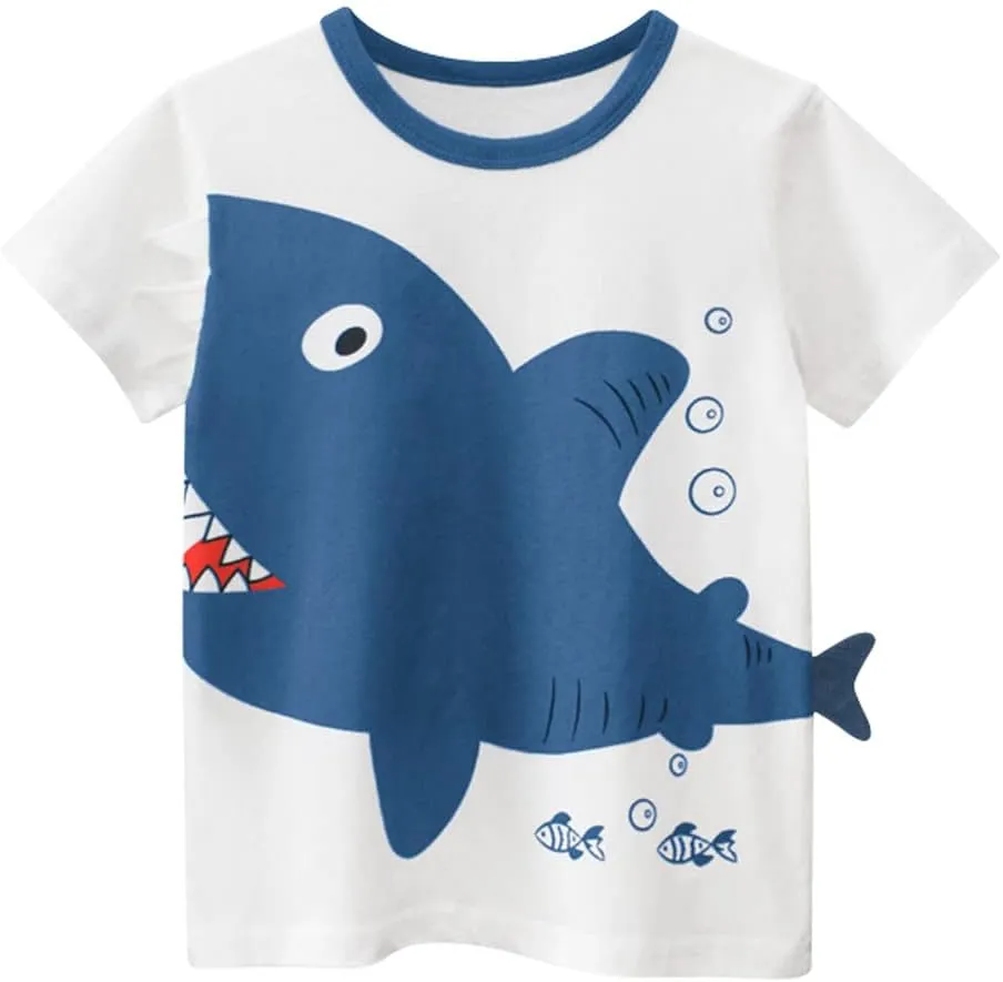Boys' 4-Pack Excavator Short Sleeve Crewneck T-Shirts Top Tee Size 2-7 Years Toddler Boys' Value Pack Cotton T-Shirt