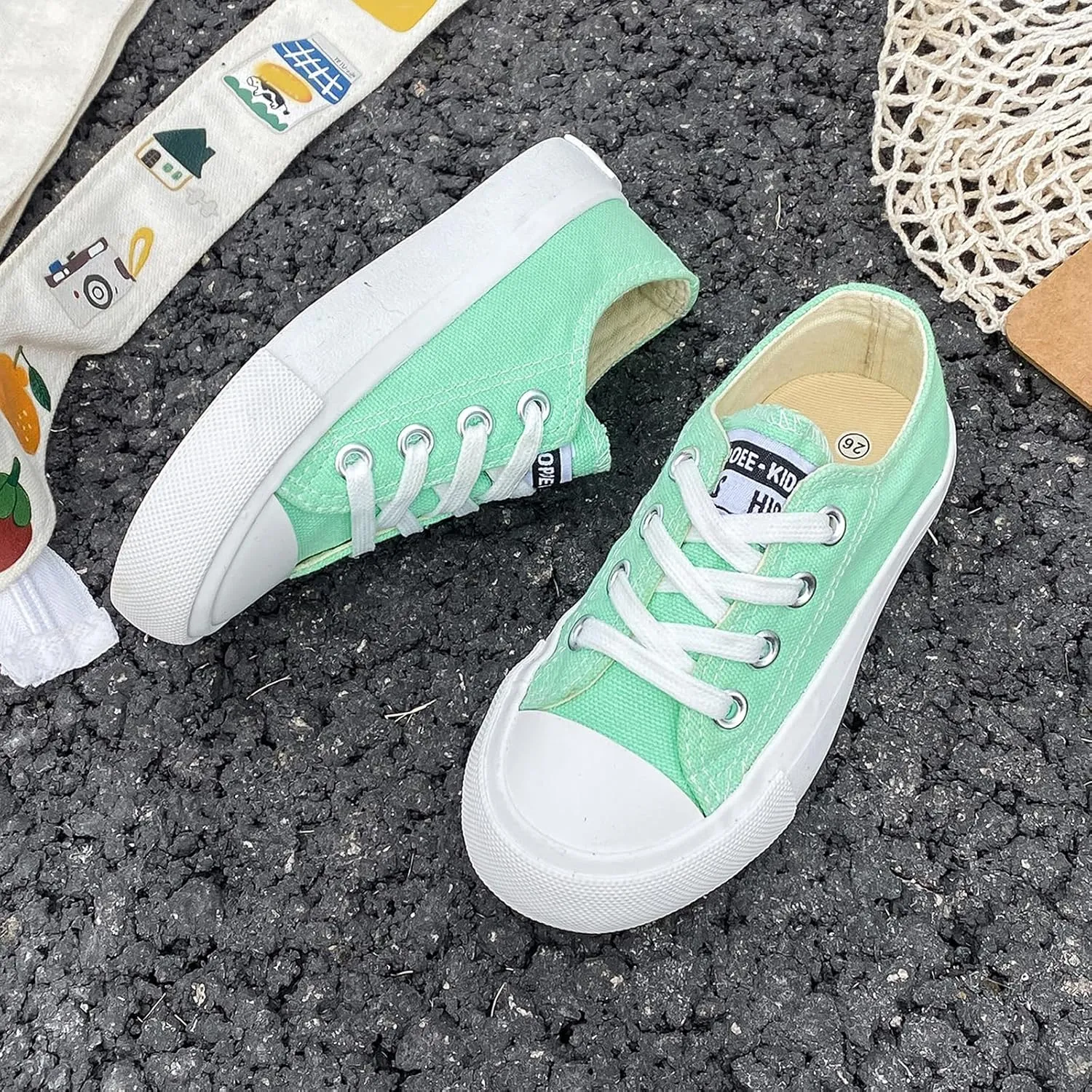 Boys Girls Baby Children's Shoes Low top lace-up Children's Canvas Shoes Back-to-School Season Small White Shoes Children's Sneakers Teens Medium and Large Kids Skateboarding Shoes