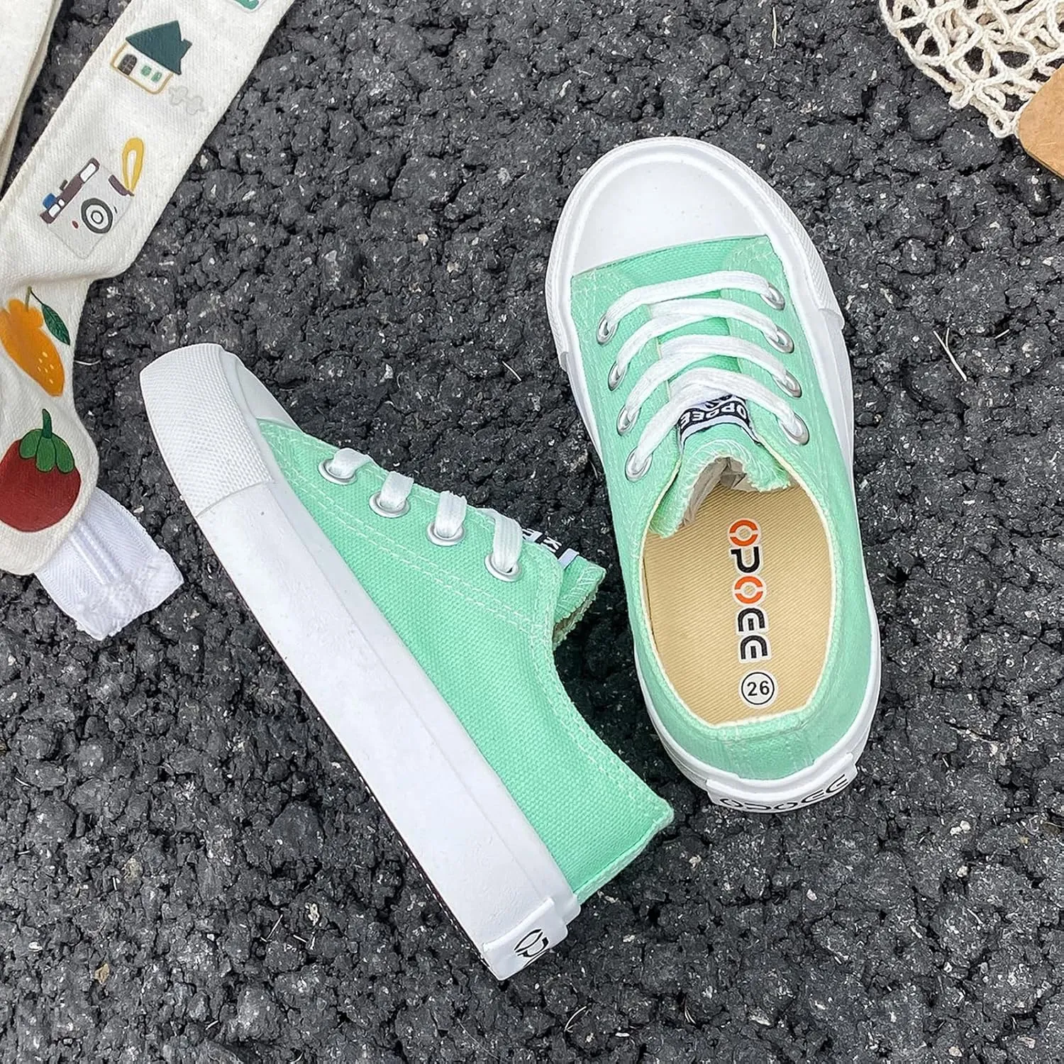 Boys Girls Baby Children's Shoes Low top lace-up Children's Canvas Shoes Back-to-School Season Small White Shoes Children's Sneakers Teens Medium and Large Kids Skateboarding Shoes