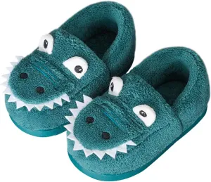 Boys Girls Warm Dinosaur House Slippers Toddler Kids Fuzzy Indoor Bedroom Shoes