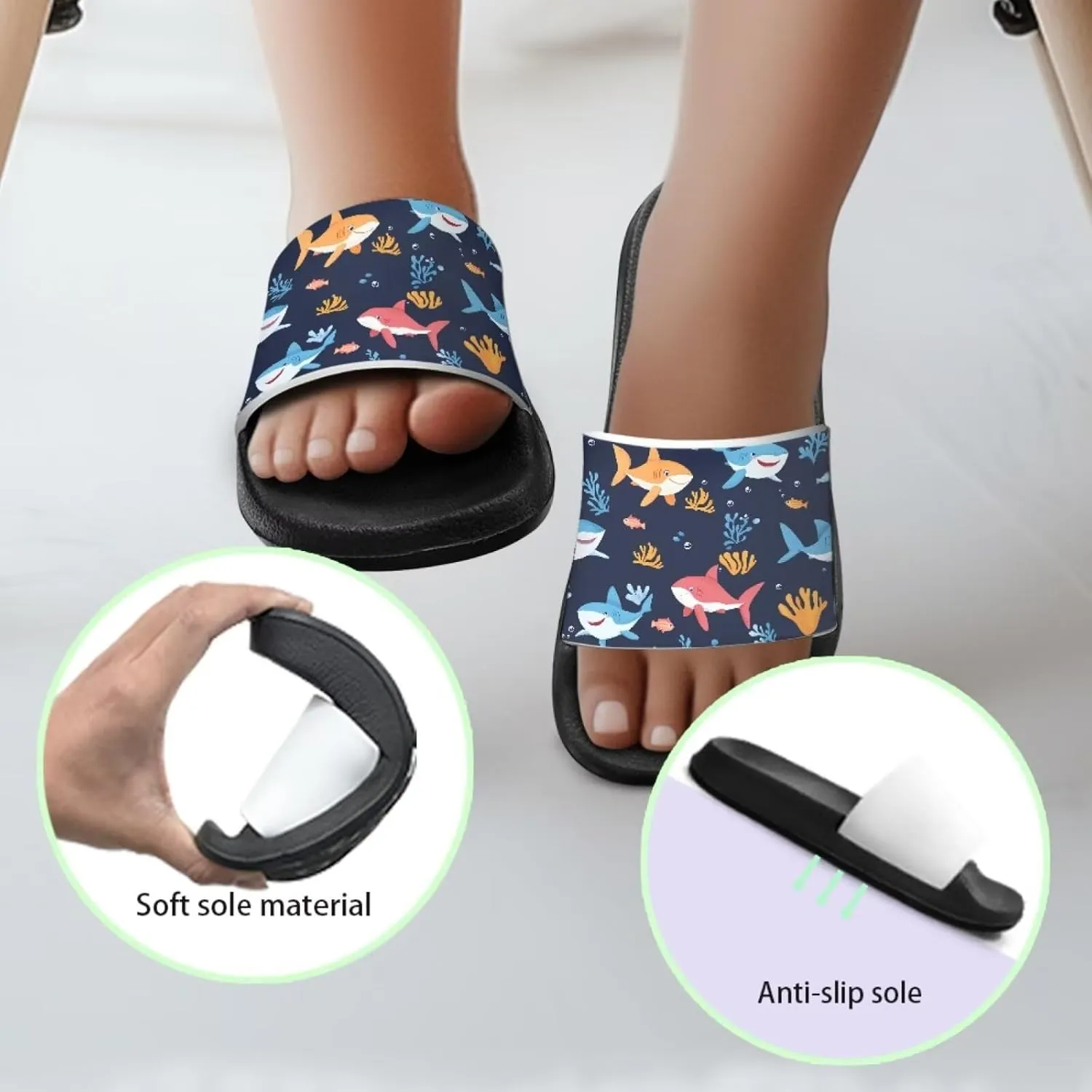 Boys Slides Non-slip Toddler Boys Cute Shower Slippers Toddler Flip Flops Beach Pool Sandals Play Family Gatherings Outdoor