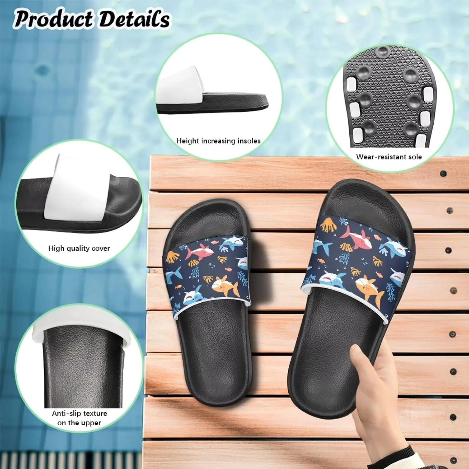 Boys Slides Non-slip Toddler Boys Cute Shower Slippers Toddler Flip Flops Beach Pool Sandals Play Family Gatherings Outdoor