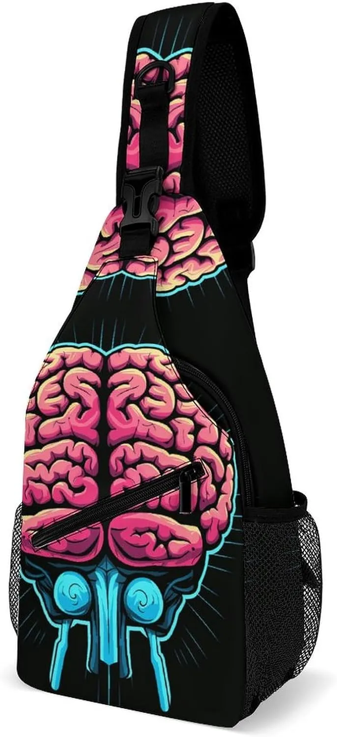 Brain Exercise Sling Bag Waterproof Lightweight Crossbody Chest Bag Casual Travel Hiking Daypack for Women Men