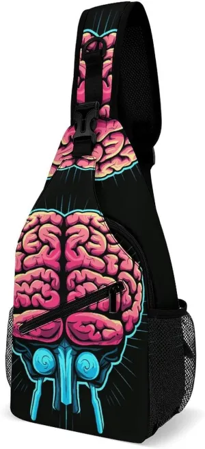 Brain Exercise Sling Bag Waterproof Lightweight Crossbody Chest Bag Casual Travel Hiking Daypack for Women Men
