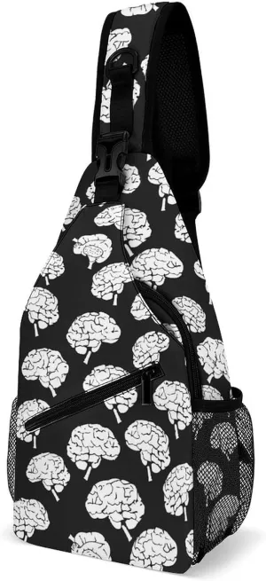 Brains Pattern Crossbody Sling Bag Novelty Chest Bags Shoulder Backpack For Travel Hiking
