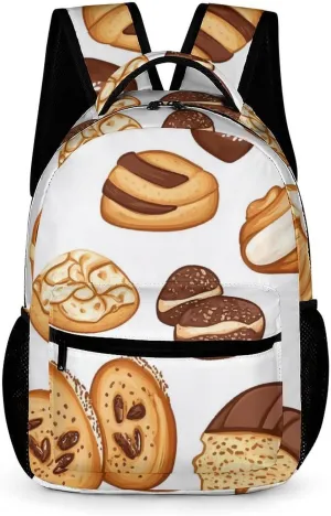 Breads And Pastries Casual Backpack Travel Laptop Cute Basic Shoulder Bag for Work Women & Men