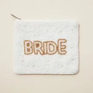 BRIDE Seed Bead Canvas Coin Pouch