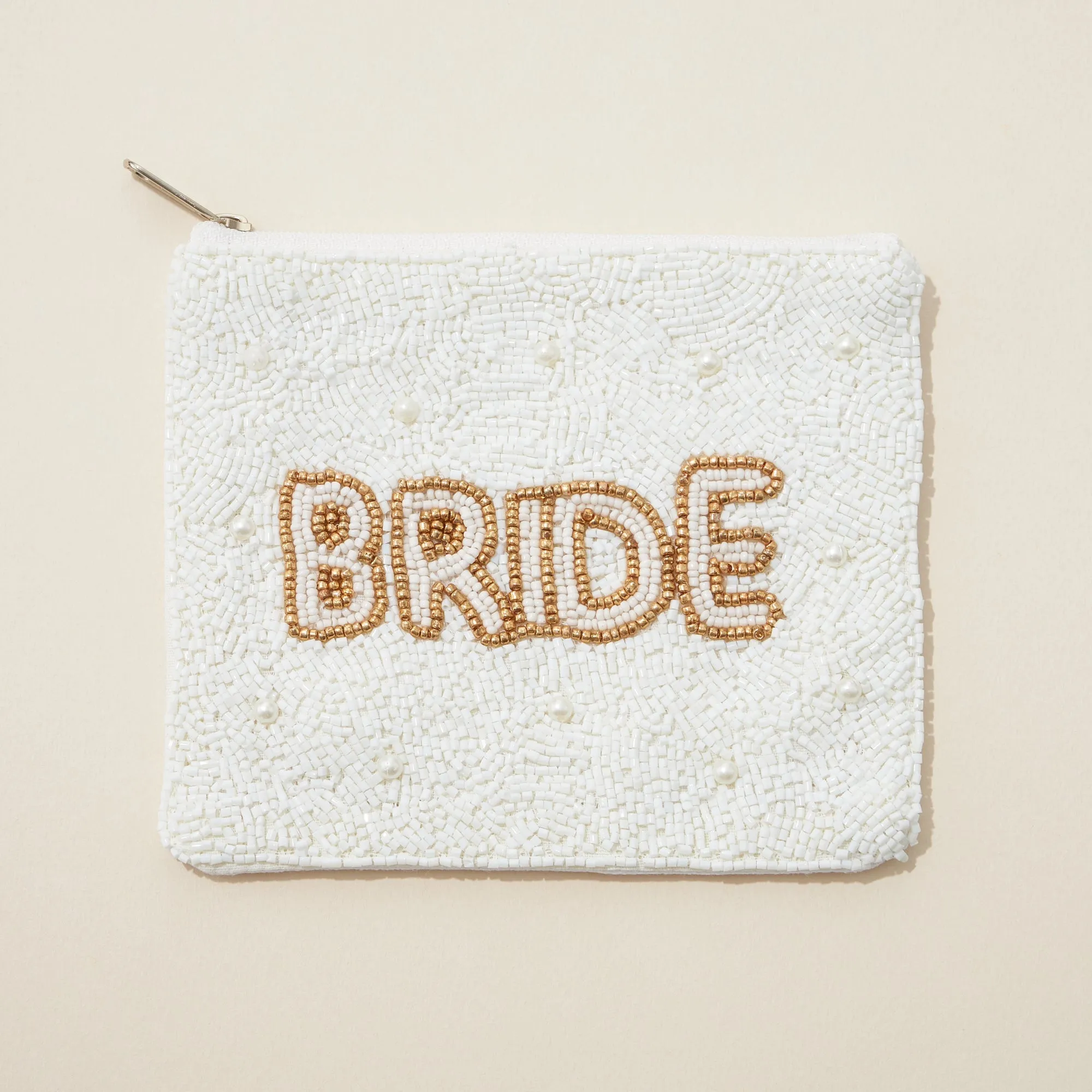 BRIDE Seed Bead Canvas Coin Pouch