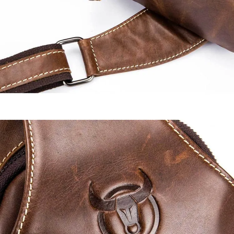 BULL CAPTAIN 019 Retro Men Leather Crossbody Shoulder Bag First-Layer Cowhide Chest Bag, Colour: Yellow   Buckle