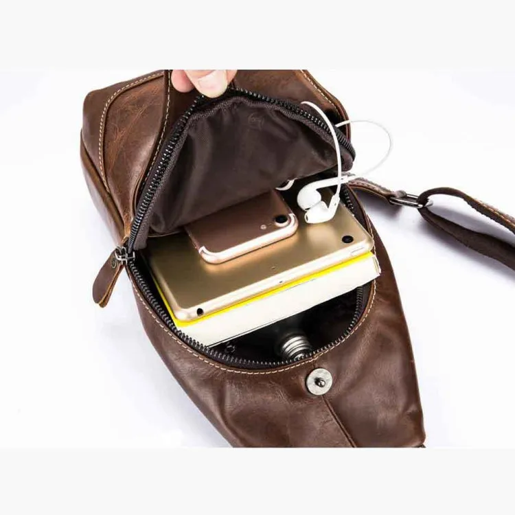 BULL CAPTAIN 019 Retro Men Leather Crossbody Shoulder Bag First-Layer Cowhide Chest Bag, Colour: Yellow   Buckle