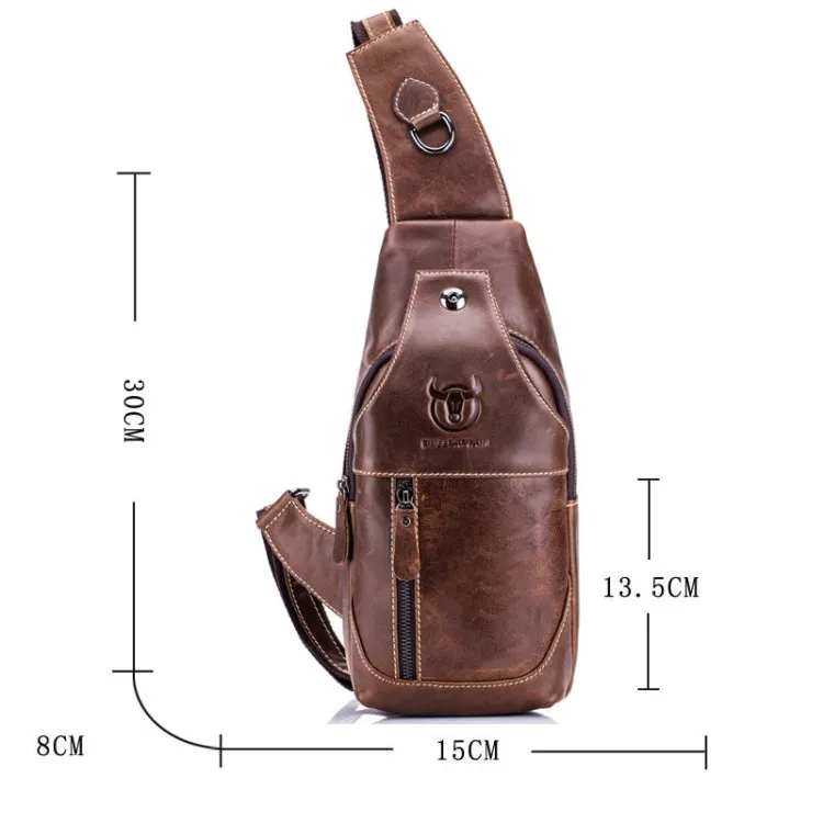BULL CAPTAIN 019 Retro Men Leather Crossbody Shoulder Bag First-Layer Cowhide Chest Bag, Colour: Yellow   Buckle
