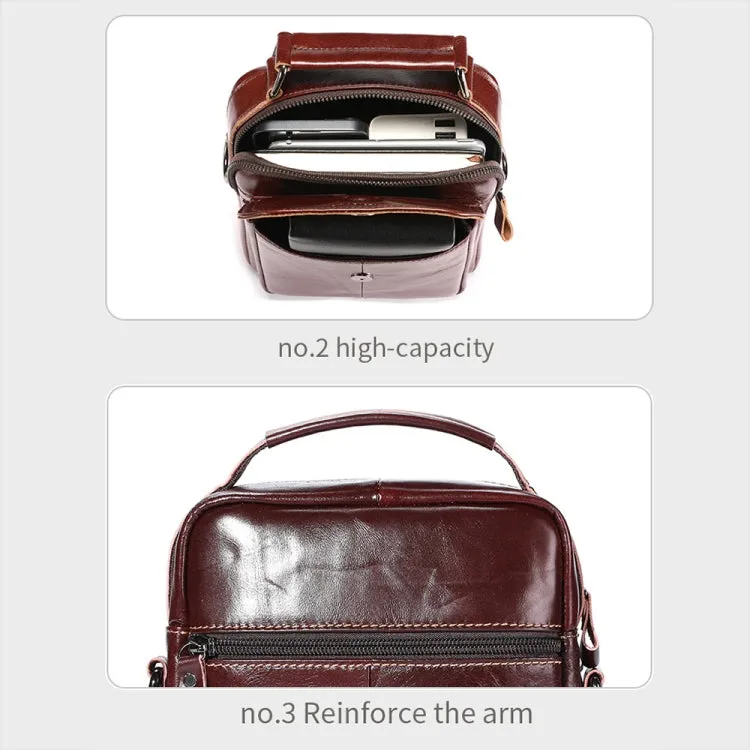 BULL CAPTAIN 049 Large-capacity First-layer Cowhide Retro Single-shoulder Crossbody Bag(Black)