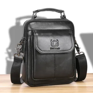 BULL CAPTAIN 049 Large-capacity First-layer Cowhide Retro Single-shoulder Crossbody Bag(Black)