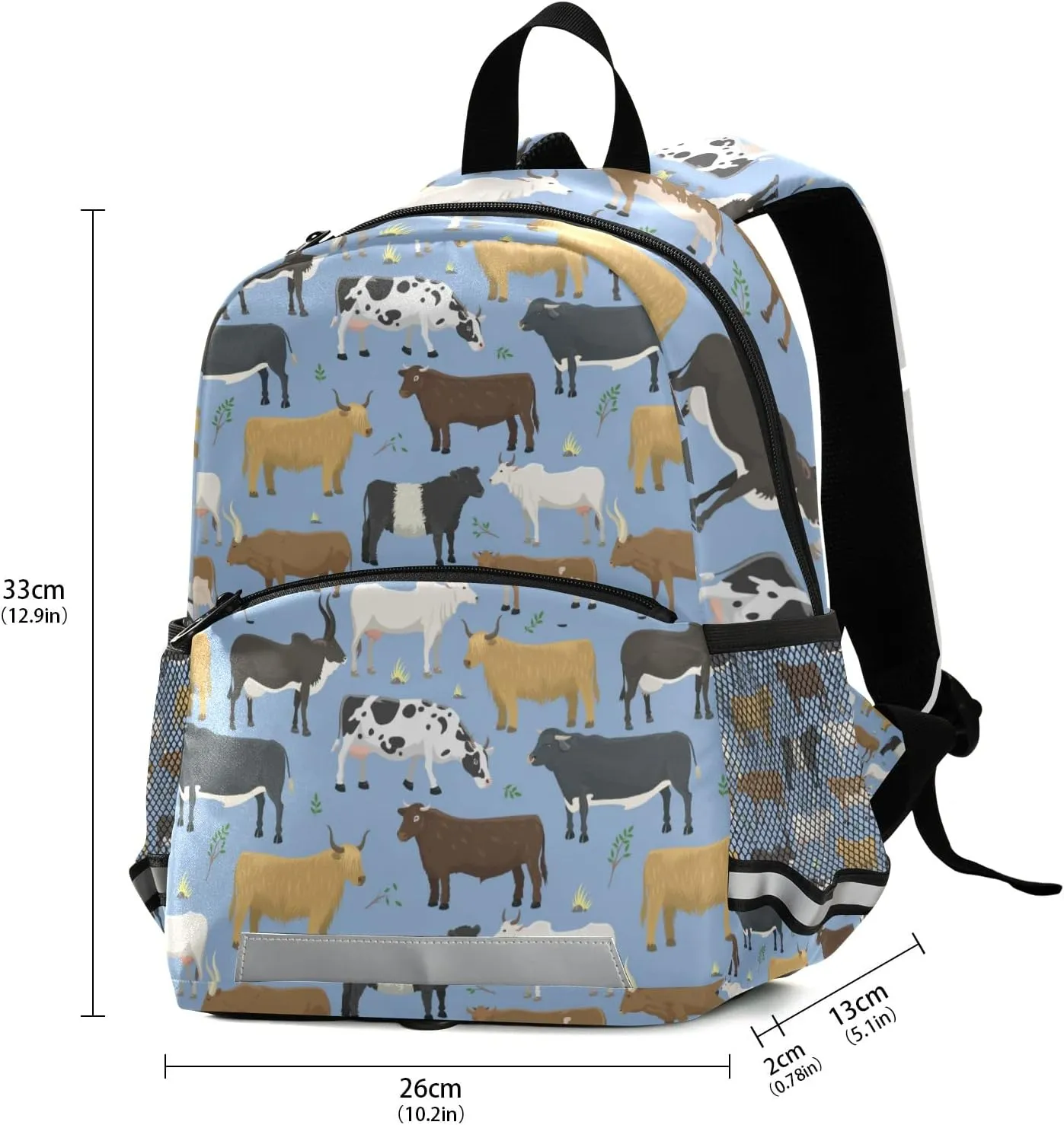 Bulls Cows Farm Animal Backpack for Kids, Boys and Girls, Toddler Backpack for Daycare Travel School, Preschool Bookbag with Chest Strap