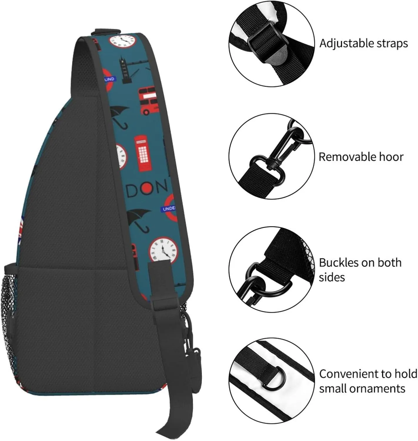 Bus Of London And British Flag Outdoor Crossbody Shoulder Bag For Unisex Young Adult Hiking Bicycling