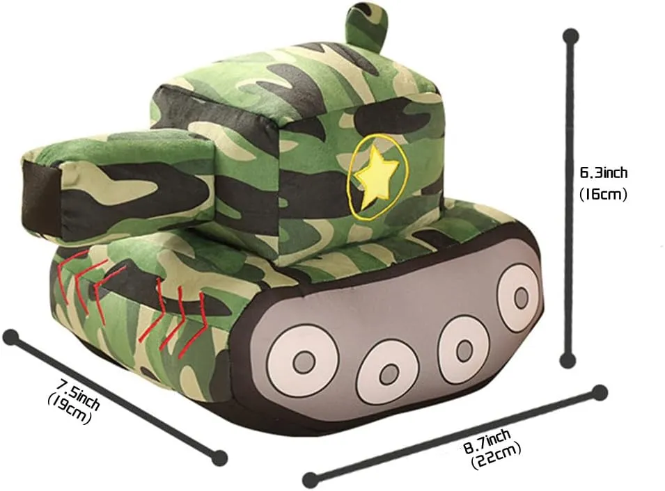 Bus Plush Toy car Plush Simulation School Bus Cute Cartoon Pillow Stuffed Van car Cushion Plush car Gift Cushion Children's Birthday Party Gift (11X7X6Inch) (Tank)