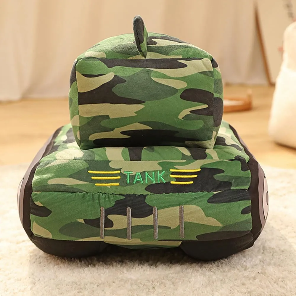 Bus Plush Toy car Plush Simulation School Bus Cute Cartoon Pillow Stuffed Van car Cushion Plush car Gift Cushion Children's Birthday Party Gift (11X7X6Inch) (Tank)