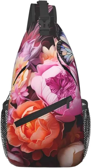 Butterflies and Fresh Bush Multifunctional crossbody chest bag, travel hiking crossbody backpack, men's crossbody chest bag shoulder bag