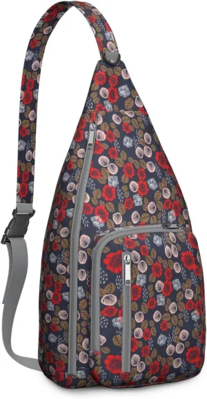 Butterfly Floral Flowers Fly Insect Garden Crossbody Bag Daypack for Women Men Lightweight Waterproof Sling Bag Backpack Hiking Cycling