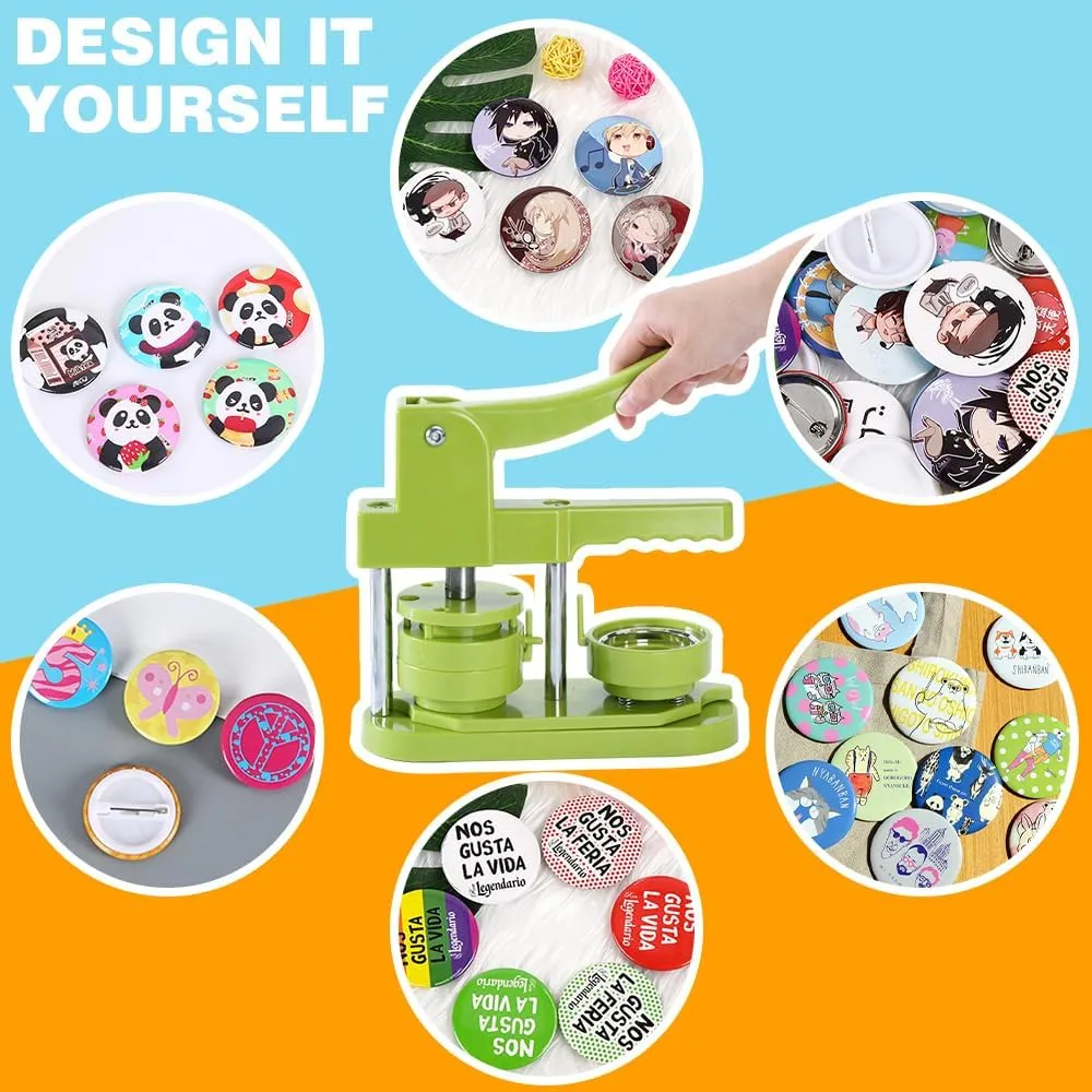 Button Maker Machine 58mm (2.25 in) Installation-Free, DIY Button Pin Maker Machine, Button Badge Press Machine with Free 100pcs Button Maker Supplies & Pictures & Circle Cutter & Magic Book