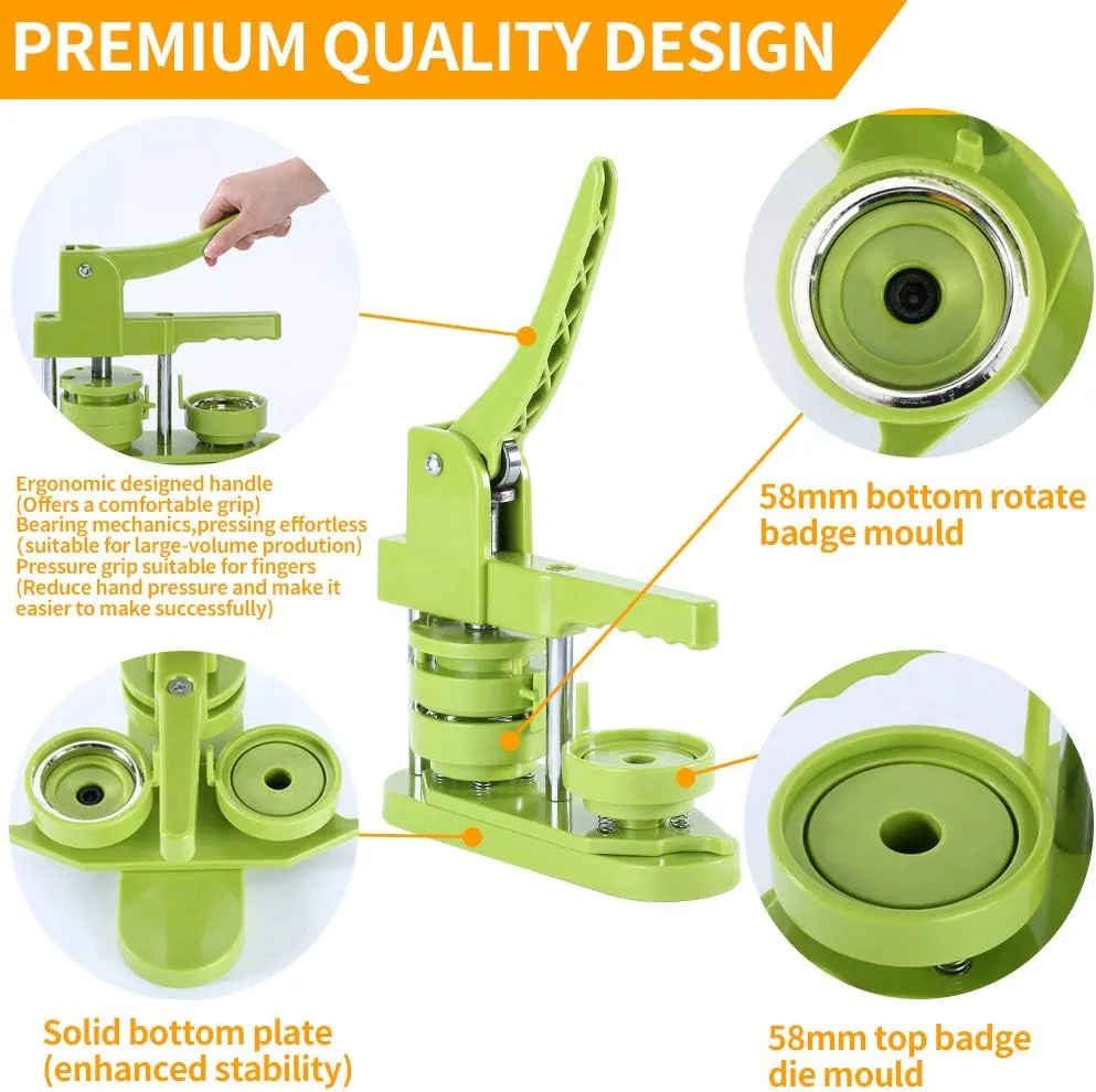Button Maker Machine 58mm (2.25 in) Installation-Free, DIY Button Pin Maker Machine, Button Badge Press Machine with Free 100pcs Button Maker Supplies & Pictures & Circle Cutter & Magic Book