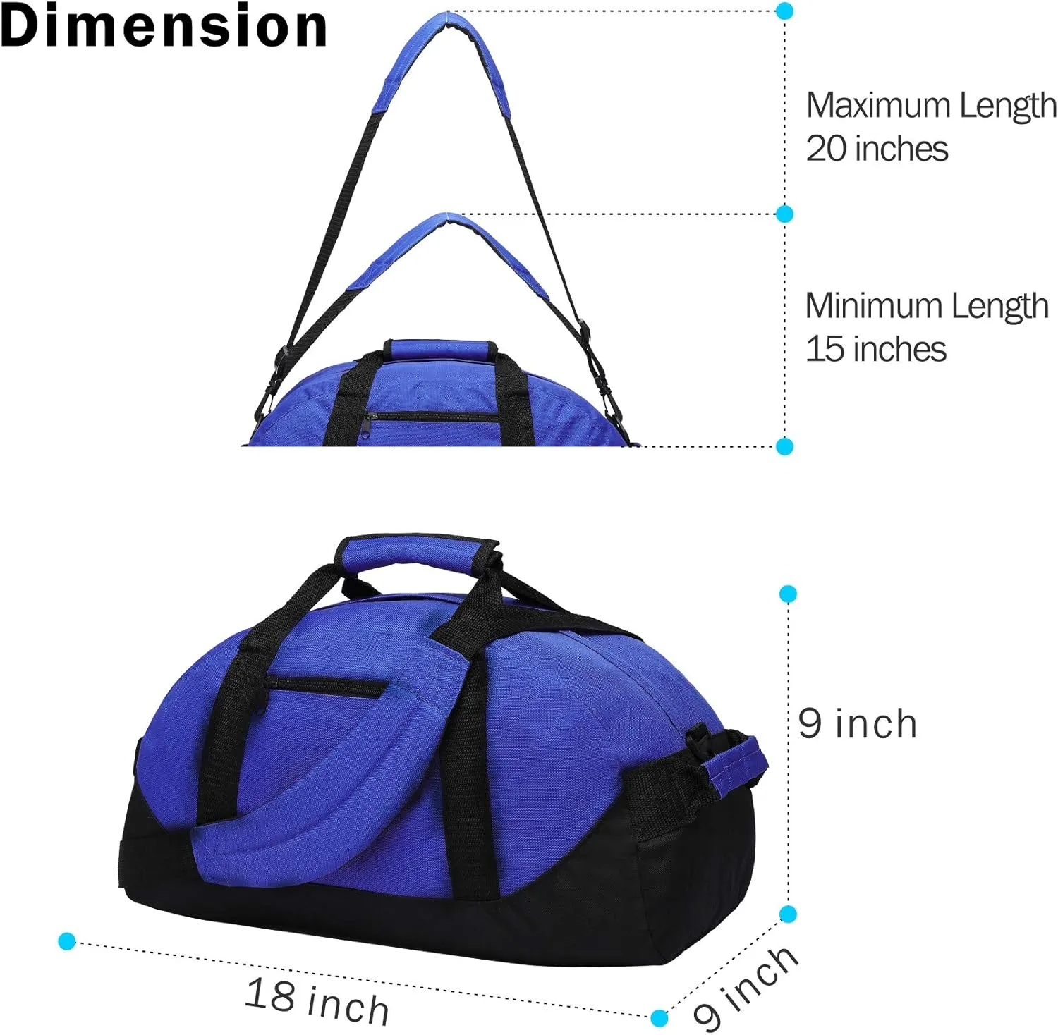 BuyAgain Duffle Bag, 18" Travel Carry On Sport Duffel Gym Bag with Top Handle For men Or Women