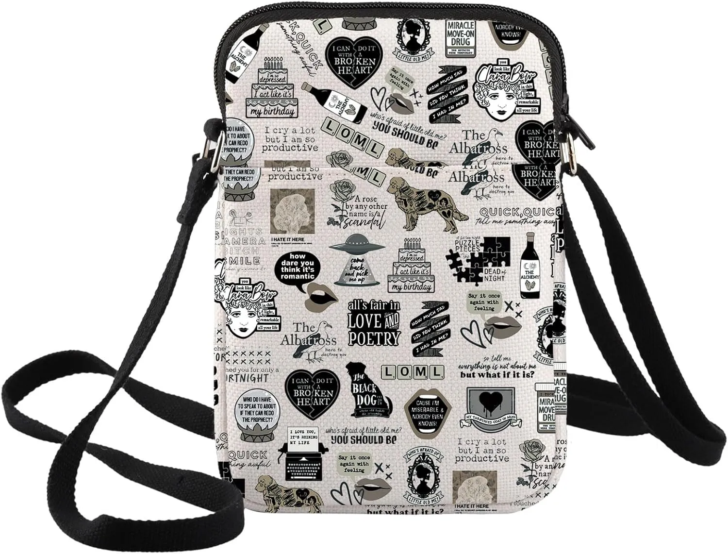 BWWKTOP Tortured Poets Crossbody Bag Singer Gifts All's Fair In Love And Poetry Crossover Shoulder Bag Music Concert Gifts