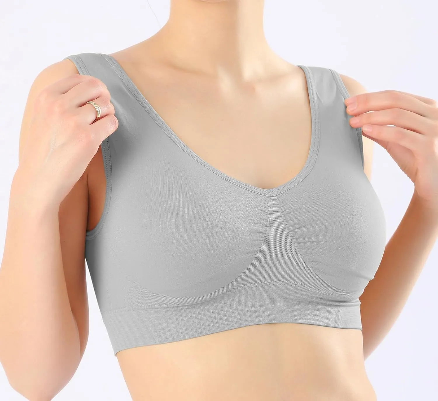 Cabales Women's Seamless Wire Free Bra for Women Removable Padded Comfort Sports Bra