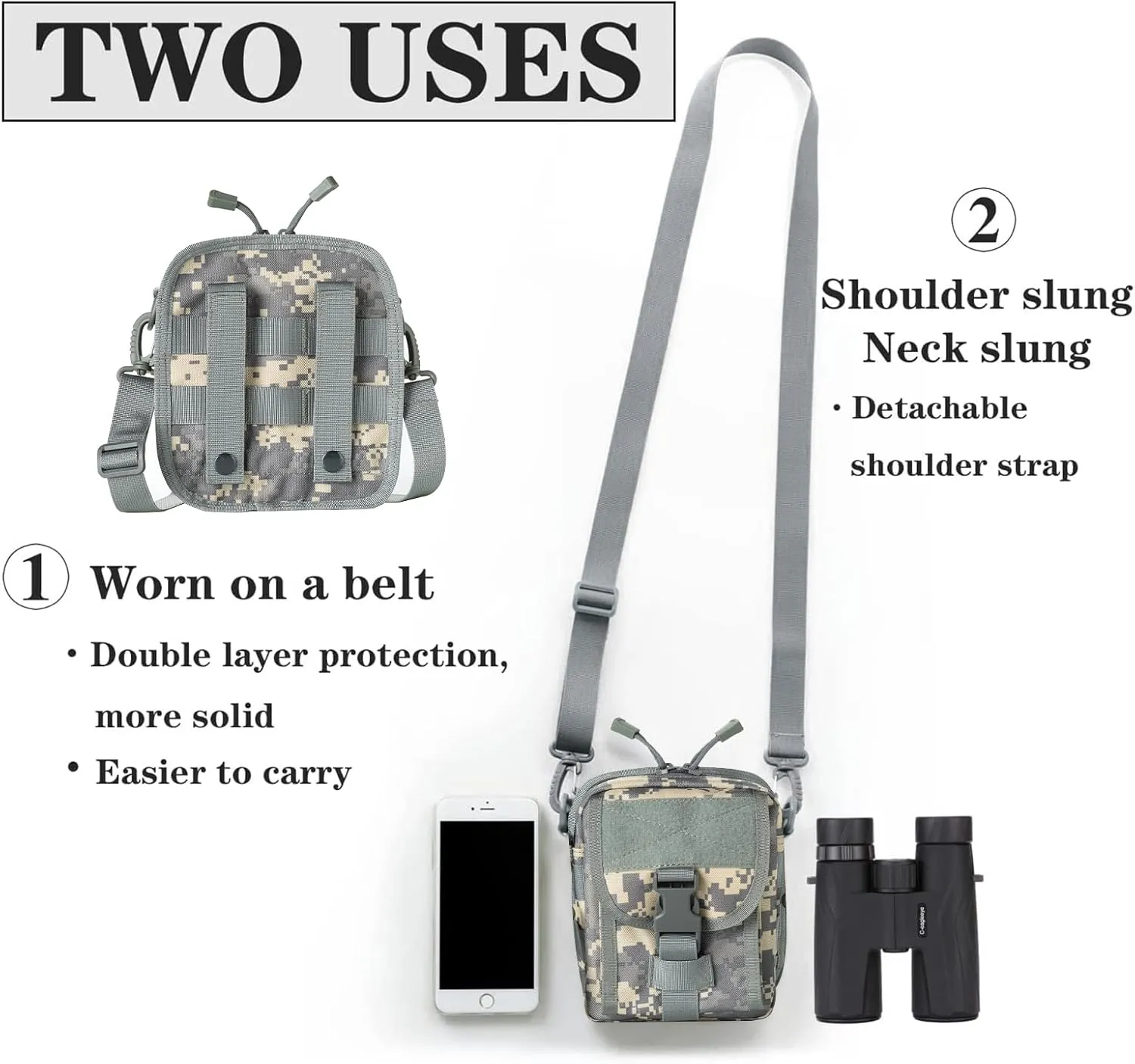 Camo Binocular & Rangefinder Case,Life Waterproof, Inside the Foam Cushion Shockproof, Suitable for Hunting Hiking Travel to Carry（Binoculars Below 42mm for General Use）
