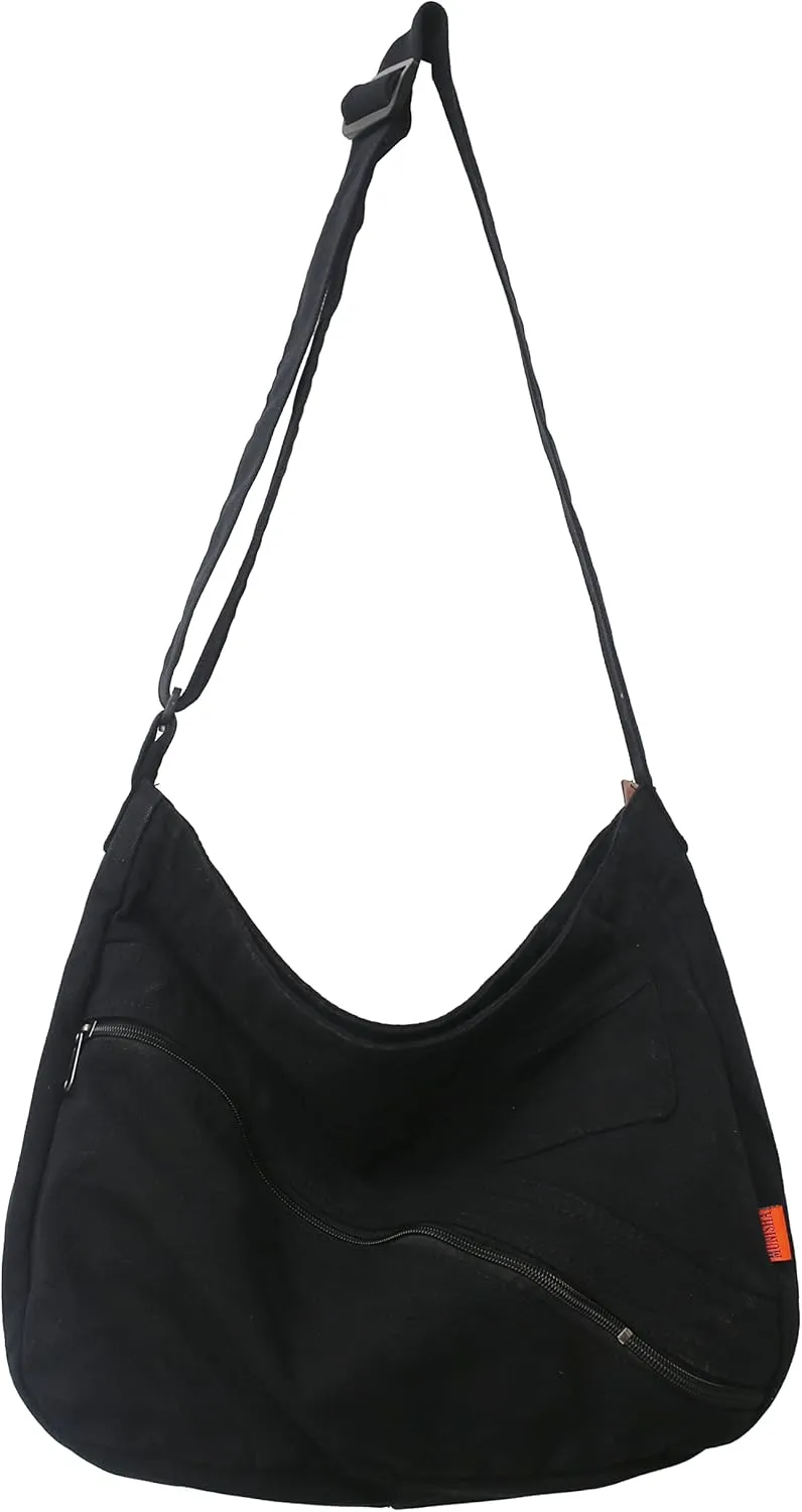 Canvas Hobo Crossbody Bag for Women, Casual Shoulder Bag, Tote Bag, Messenger Bag, Cross Body Bag for School and Work