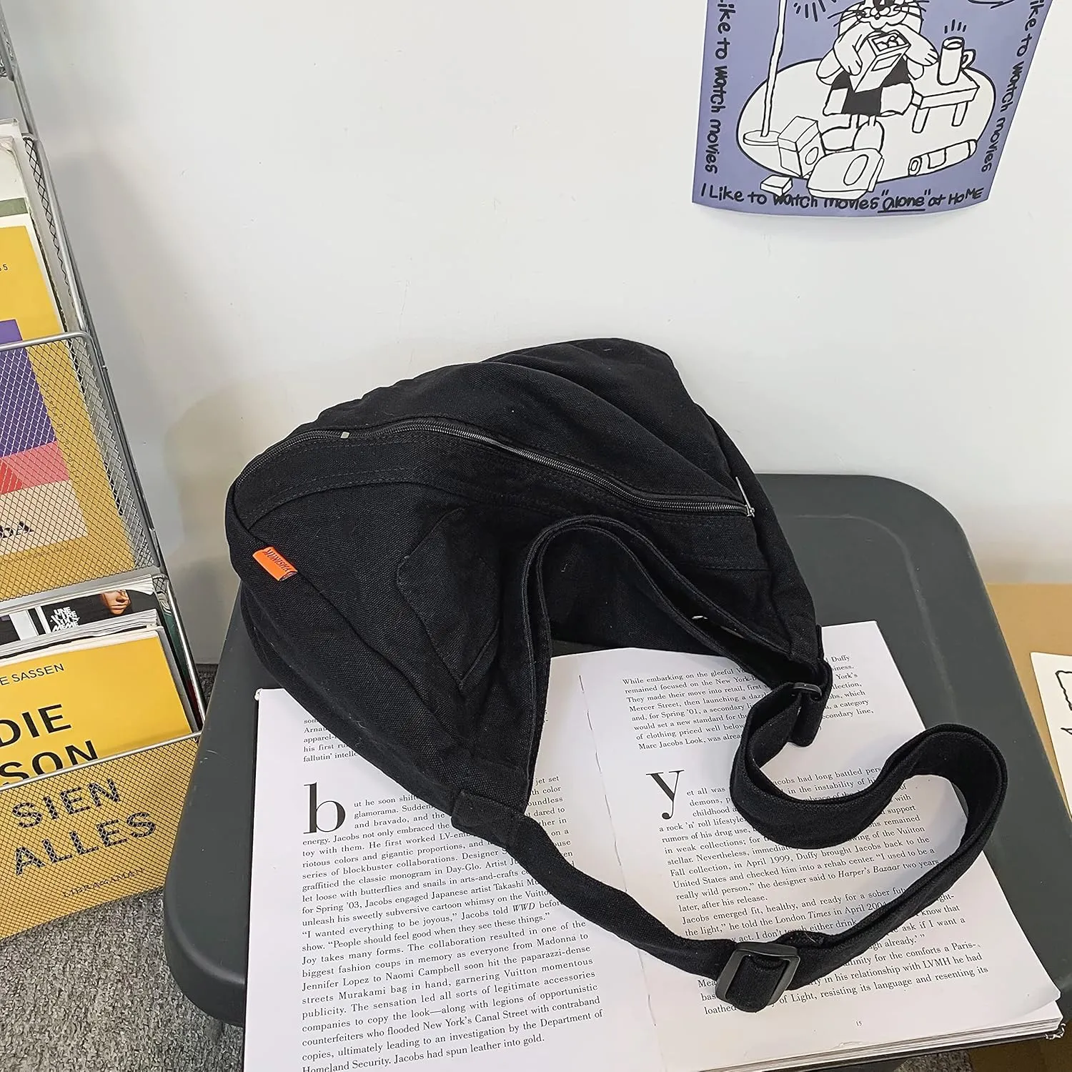 Canvas Hobo Crossbody Bag for Women, Casual Shoulder Bag, Tote Bag, Messenger Bag, Cross Body Bag for School and Work