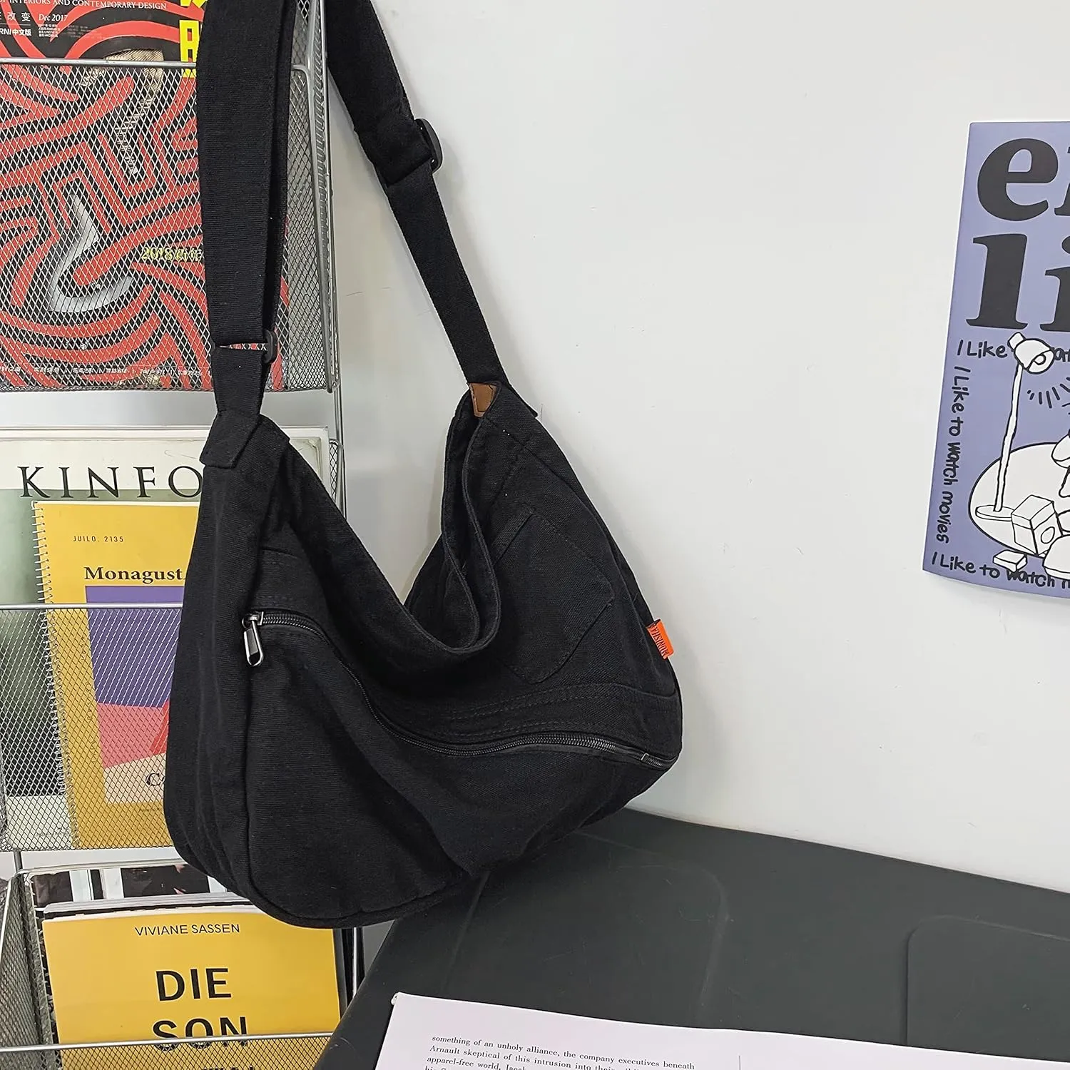 Canvas Hobo Crossbody Bag for Women, Casual Shoulder Bag, Tote Bag, Messenger Bag, Cross Body Bag for School and Work