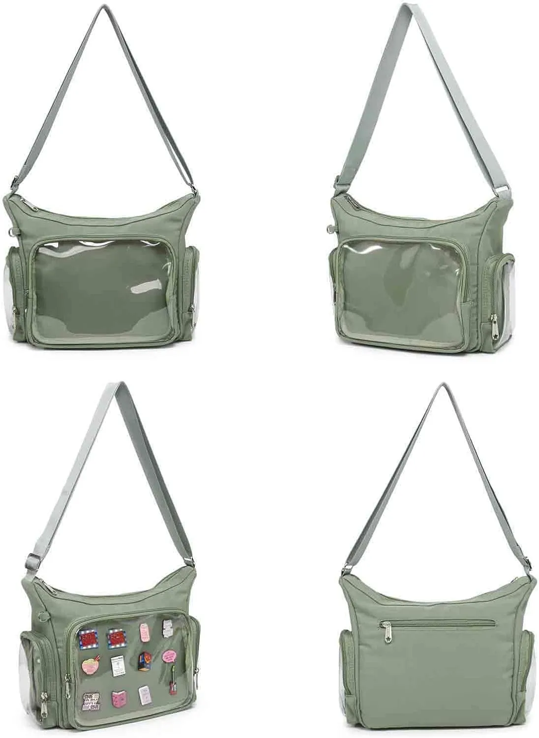 Canvas Ita Bag Crossbody Shoulder Bag Kawaii Purses and Handbags with Anime Pins Display
