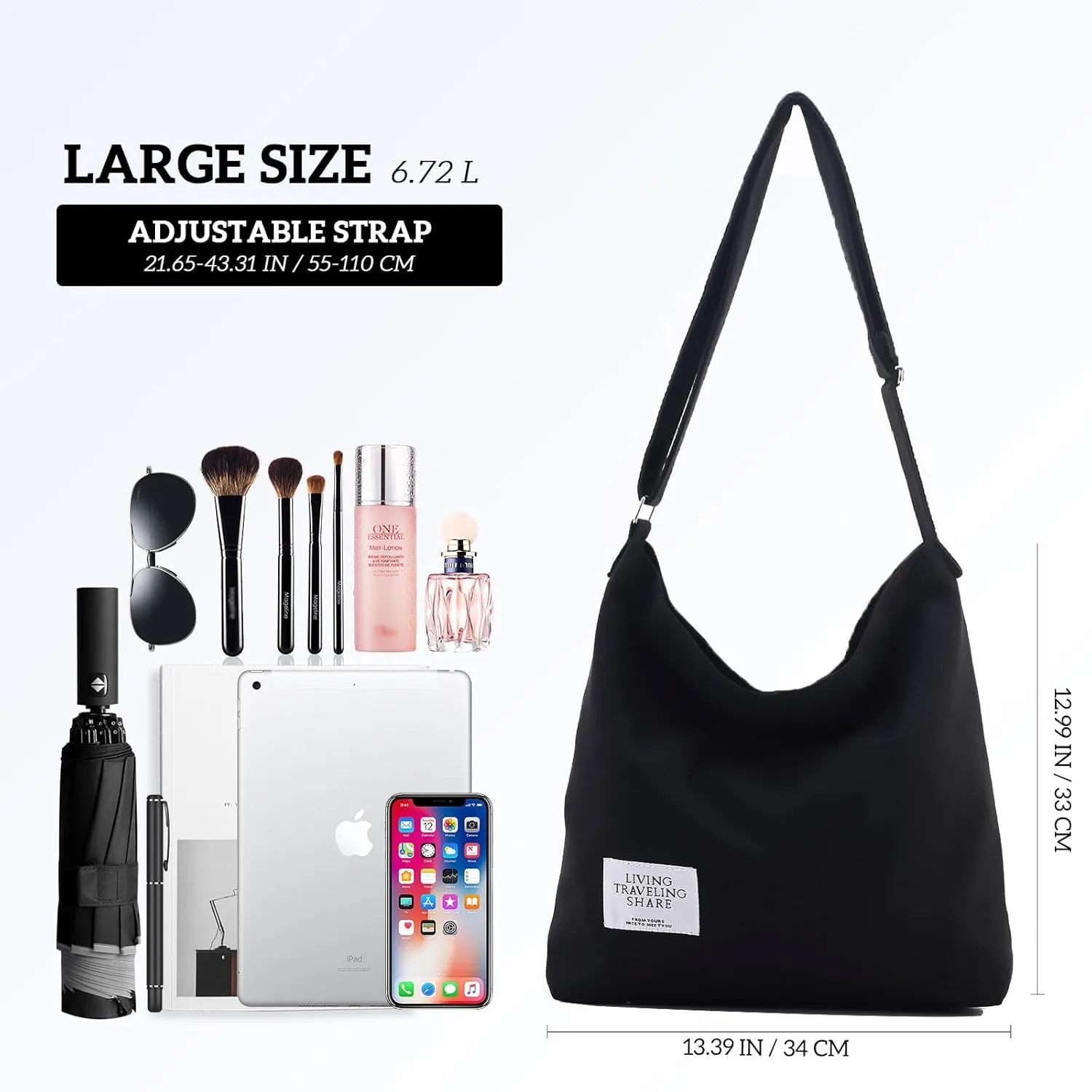 Canvas Tote Bag for Women - Crossbody, Shoulder, Travel & Beach Bag
