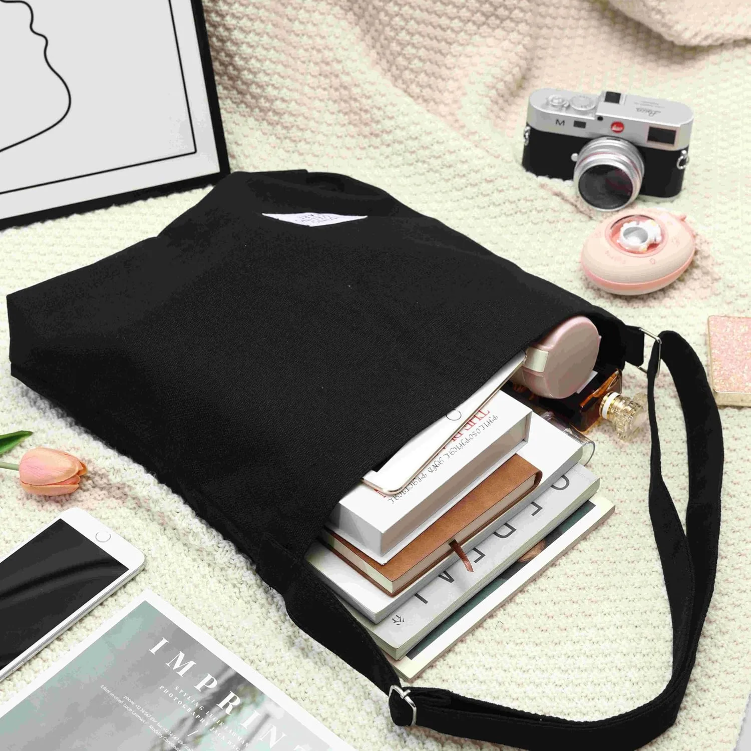 Canvas Tote Bag for Women - Crossbody, Shoulder, Travel & Beach Bag