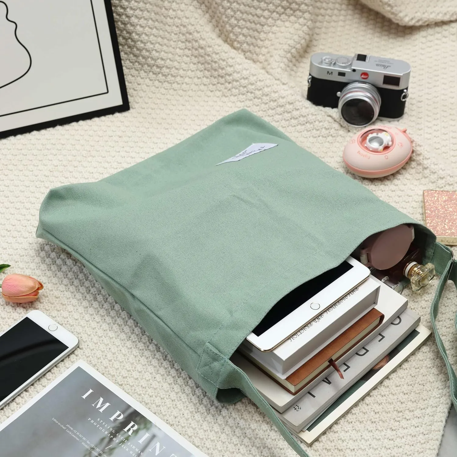 Canvas Tote Bag for Women - Crossbody, Shoulder, Travel & Beach Bag