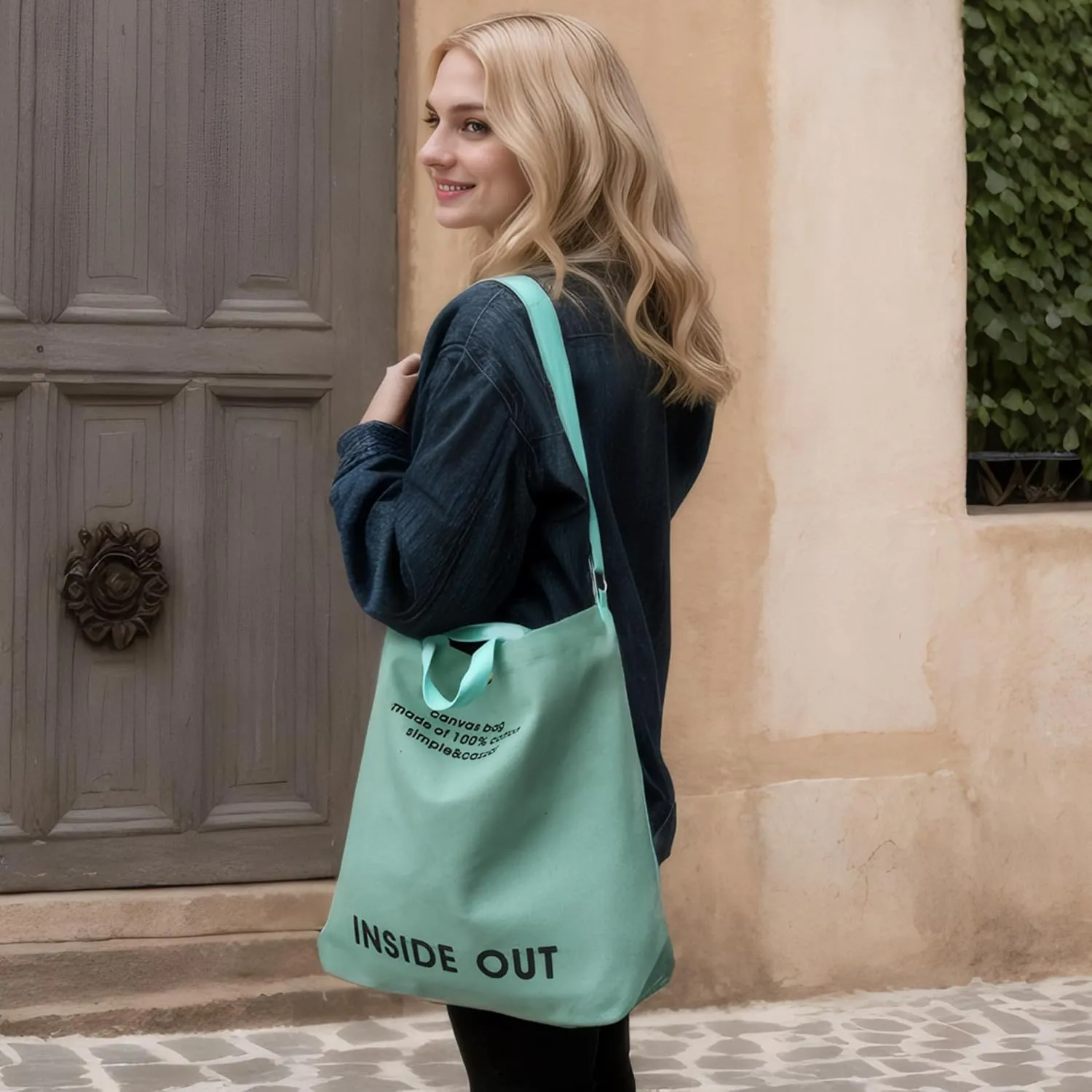 Canvas Tote Bag for Women - inside out Bag Large Canvas Crossbody Handbag Shoulder Bag for Work Travel Casual