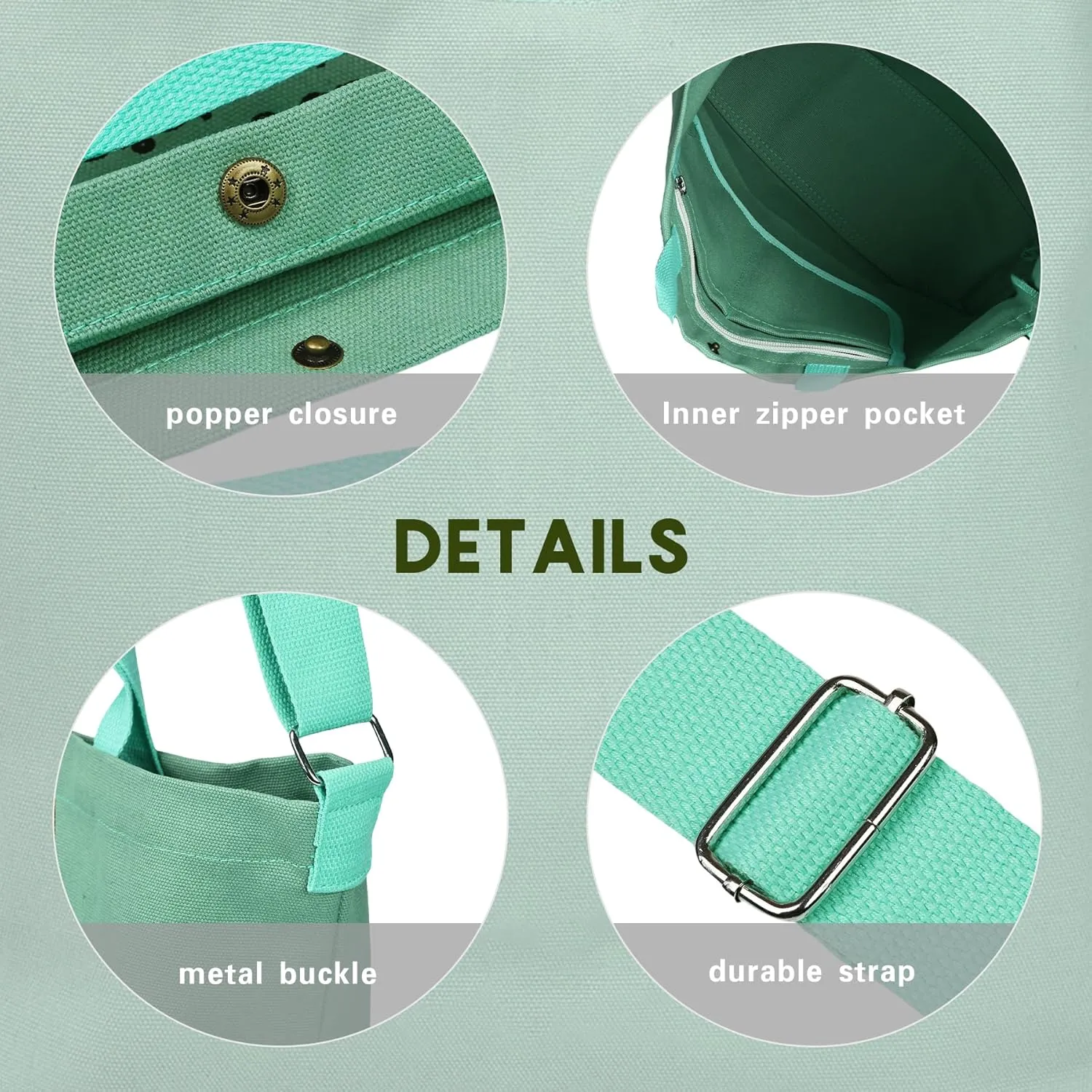 Canvas Tote Bag for Women - inside out Bag Large Canvas Crossbody Handbag Shoulder Bag for Work Travel Casual