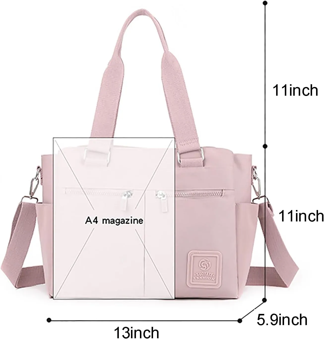 Canvas Tote Bag with Multi Pocket for Women Crossbody Shoulder Bag for Work Travel Handbag